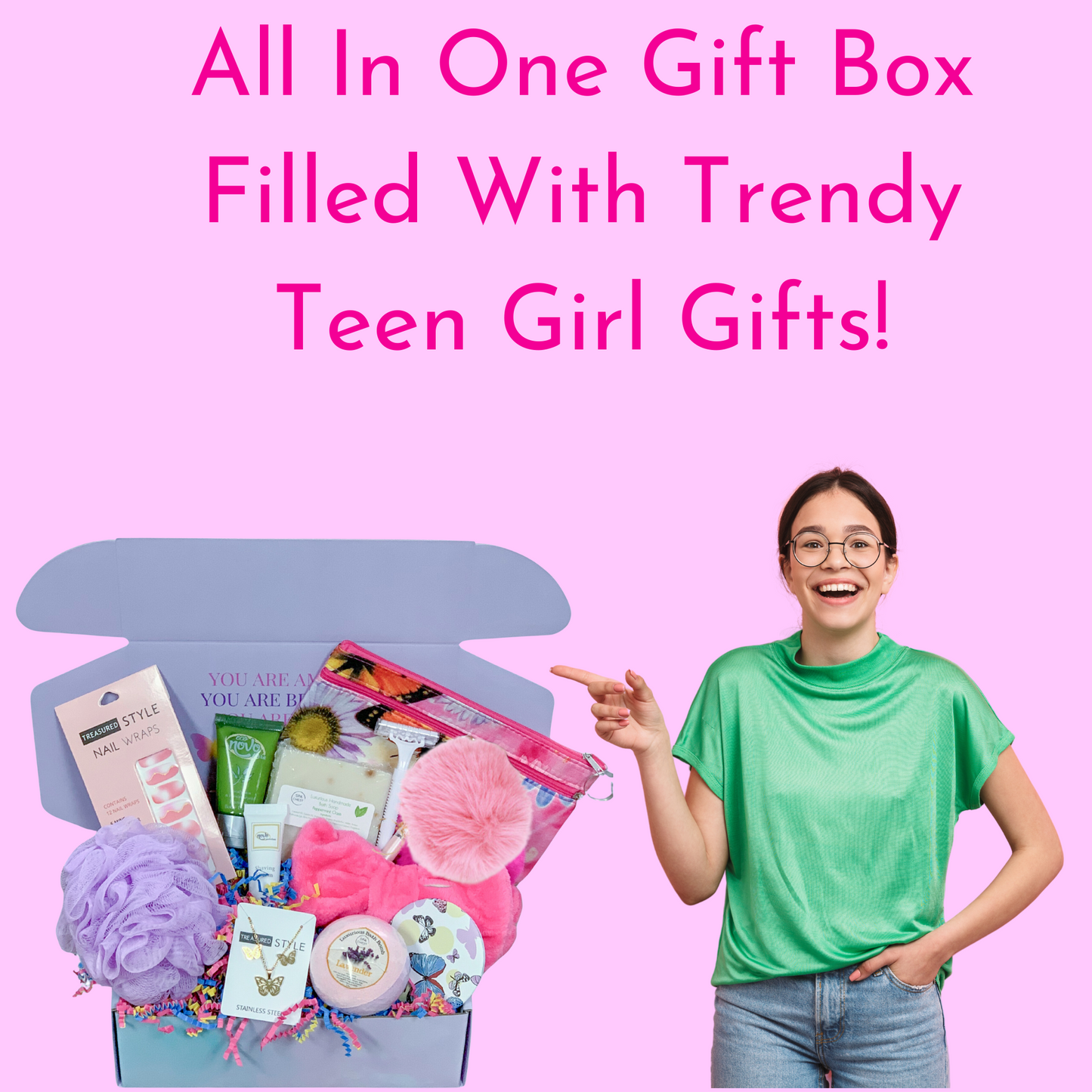 Teen Girl gift box beauty Selfcare Hey You Gift Box Houston Texas Baytown Gift Shop Present for teen tween granddaughter