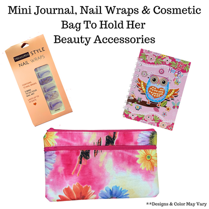 cosmetic bag journal nail wrap teen tween gift present selfcare gifts Hey You Gift Box Houston Texas Baytown Gift Shop