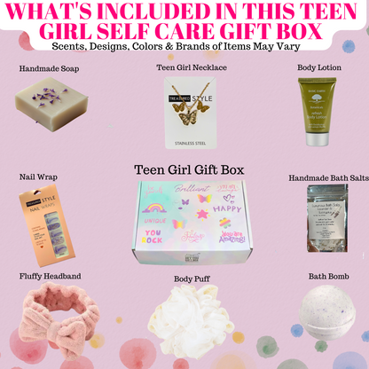 teen girl trendy gifts bath salt jewelry handmade soap nail wrap fluffy head band body puff hey you gift box Houston Texas