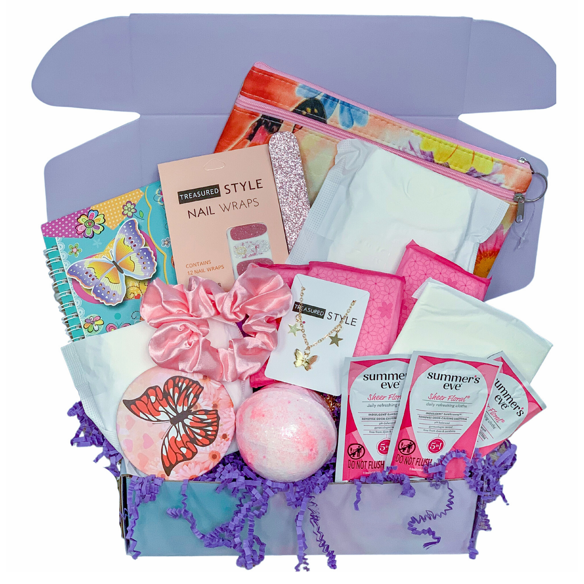 teen girl period womanhood gift box basket for preteen or tween birthday care package 