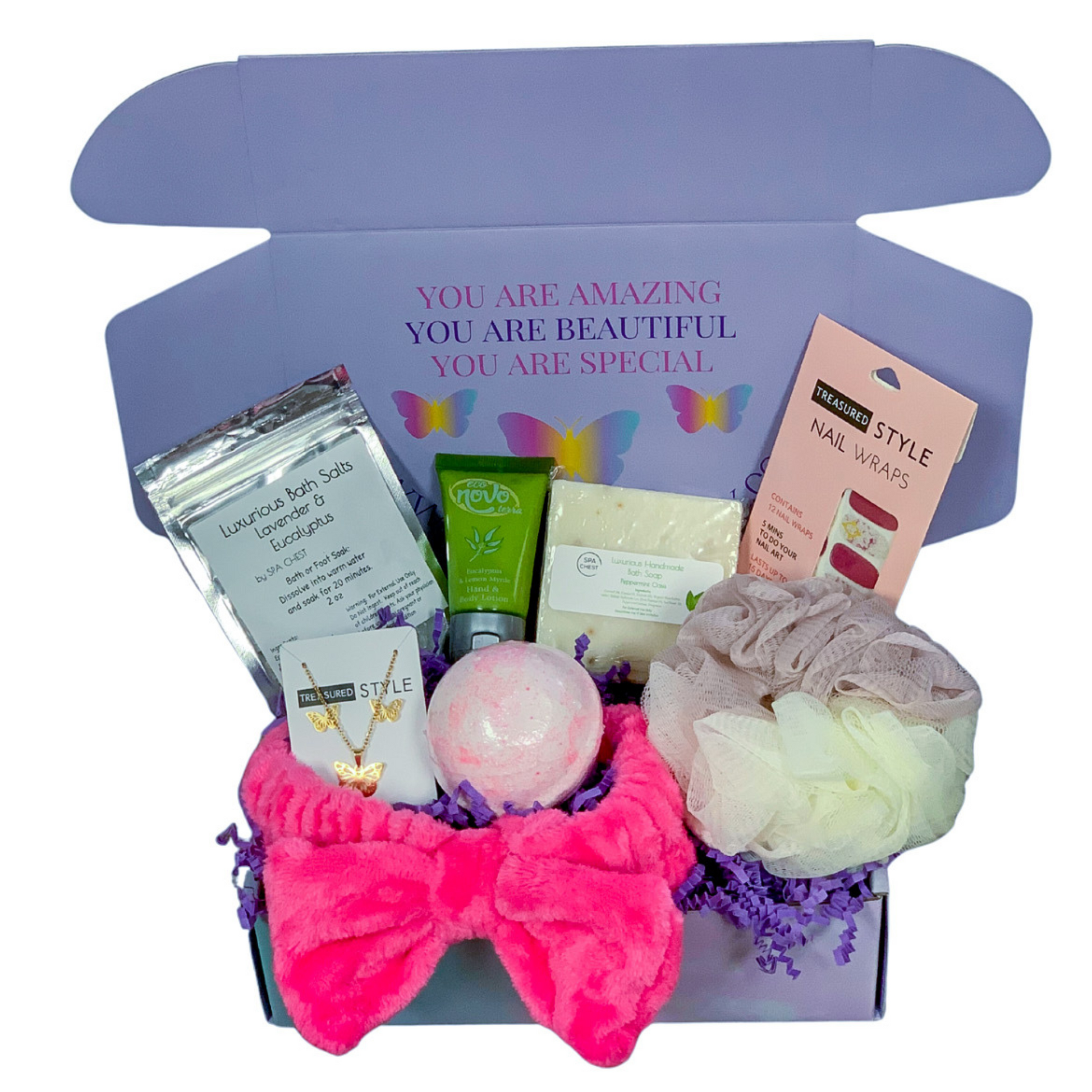 Handmade spa gift box for teen tween Christmas birthday care package just because for daughter stepdaughter niece graduation gift box get well soon gift Houston Texas Gift Shop Baytown 